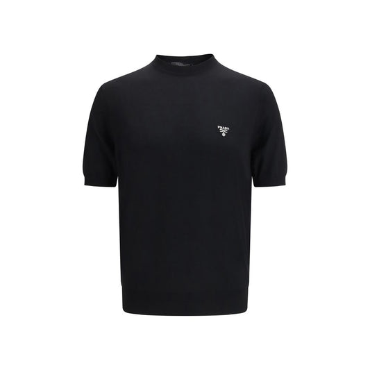 T-shirt Prada in lana polare nera
