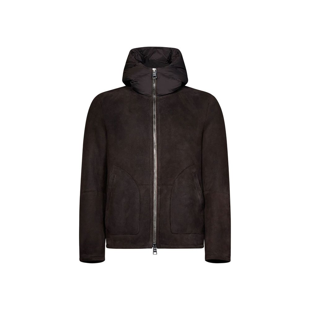 Blouson Herno en cuir d'agneau marron