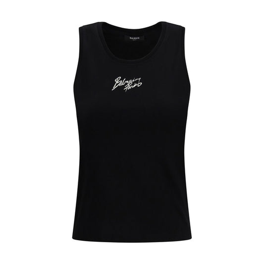 Top a canotta Balmain nero in cotone