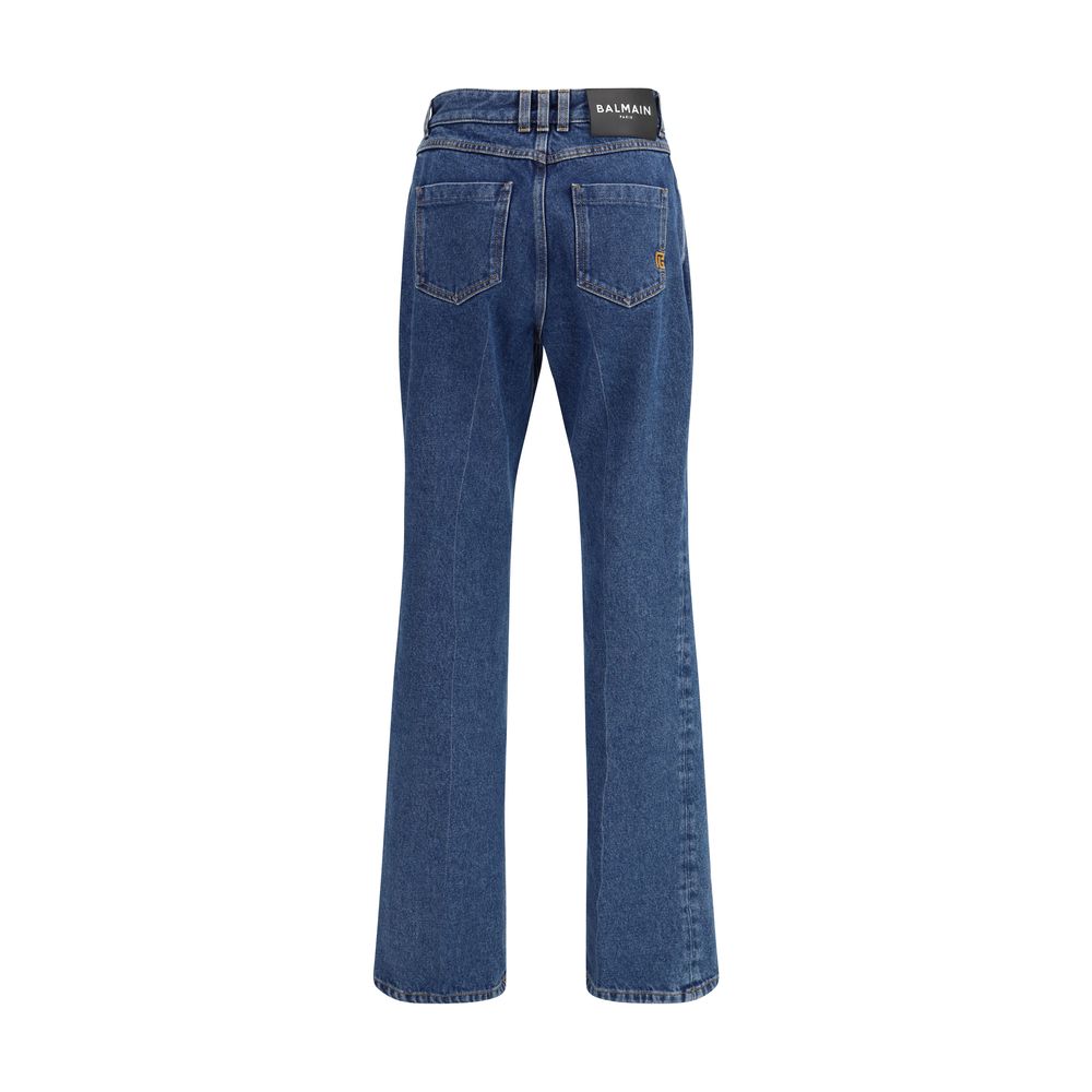 Jeans Balmain in cotone blu a gamba dritta