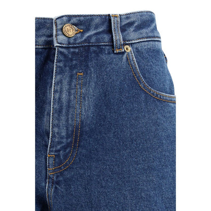 Jeans Balmain in cotone blu a gamba dritta