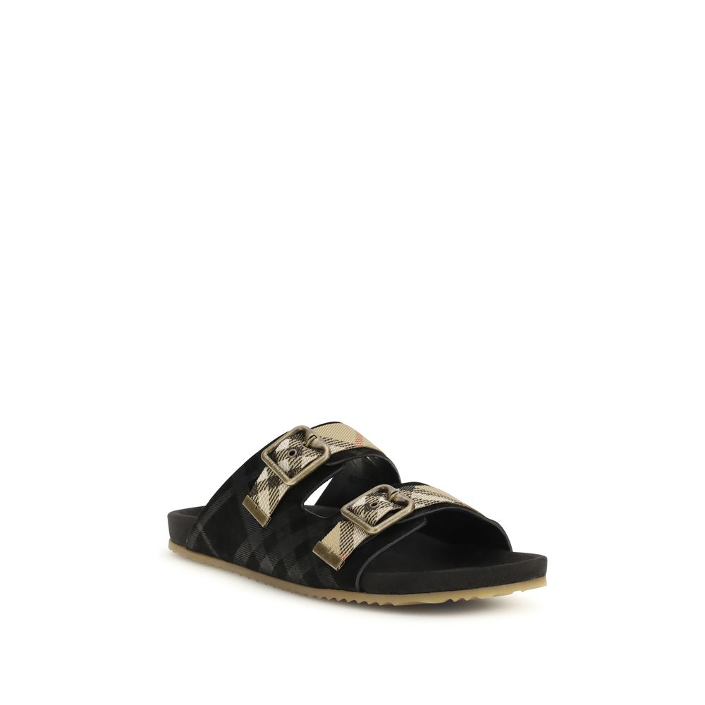 Burberry Black Rubber Flat Sandals