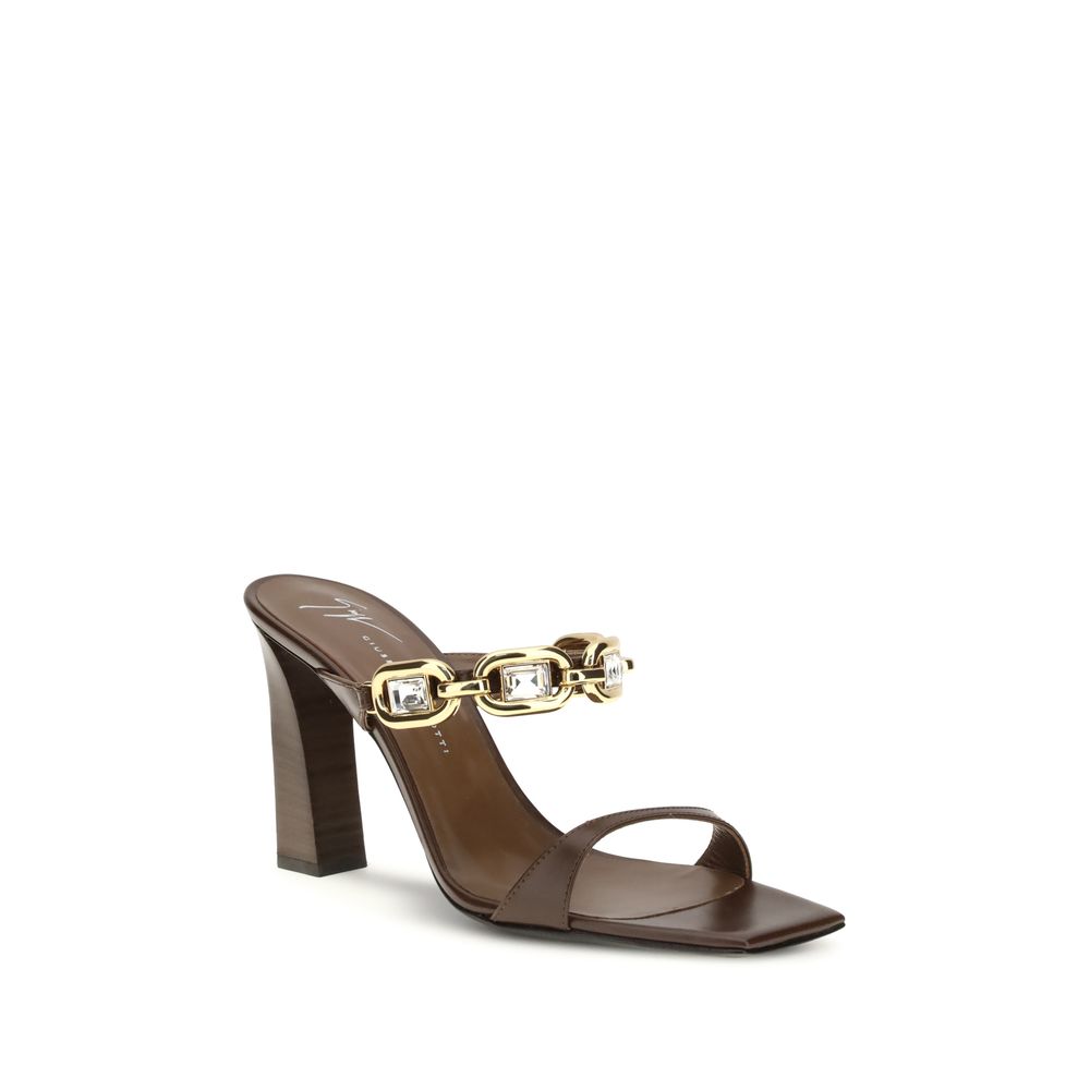 Giuseppe Zanotti Sandali in pelle di vitello marrone Bos Taurus