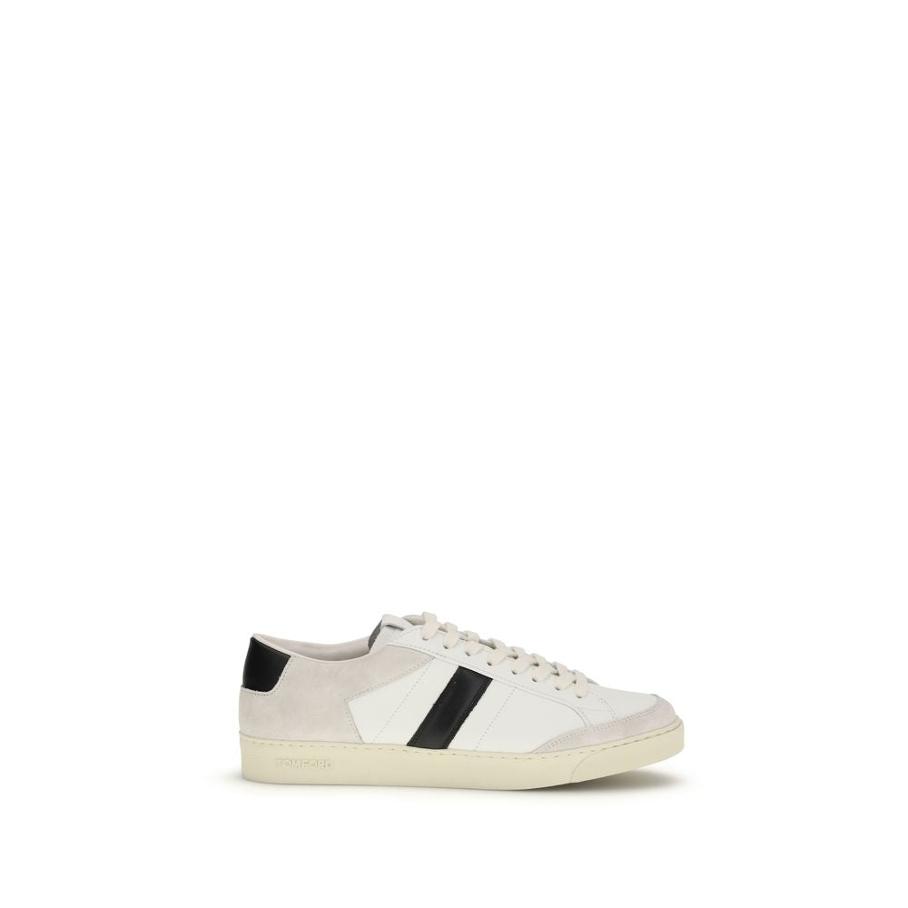 Tom Ford Sneakers in Pelle di Vitello Bianca Bos Taurus