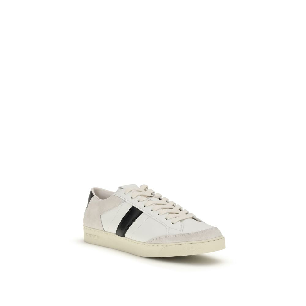 Tom Ford Sneakers in Pelle di Vitello Bianca Bos Taurus