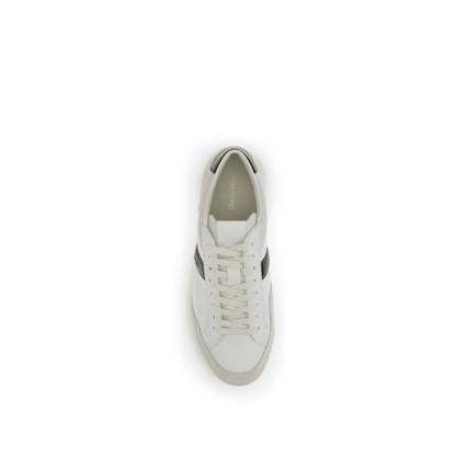 Tom Ford Sneakers in Pelle di Vitello Bianca Bos Taurus