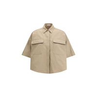 Camicia a maniche corte Brunello Cucinelli in cotone beige