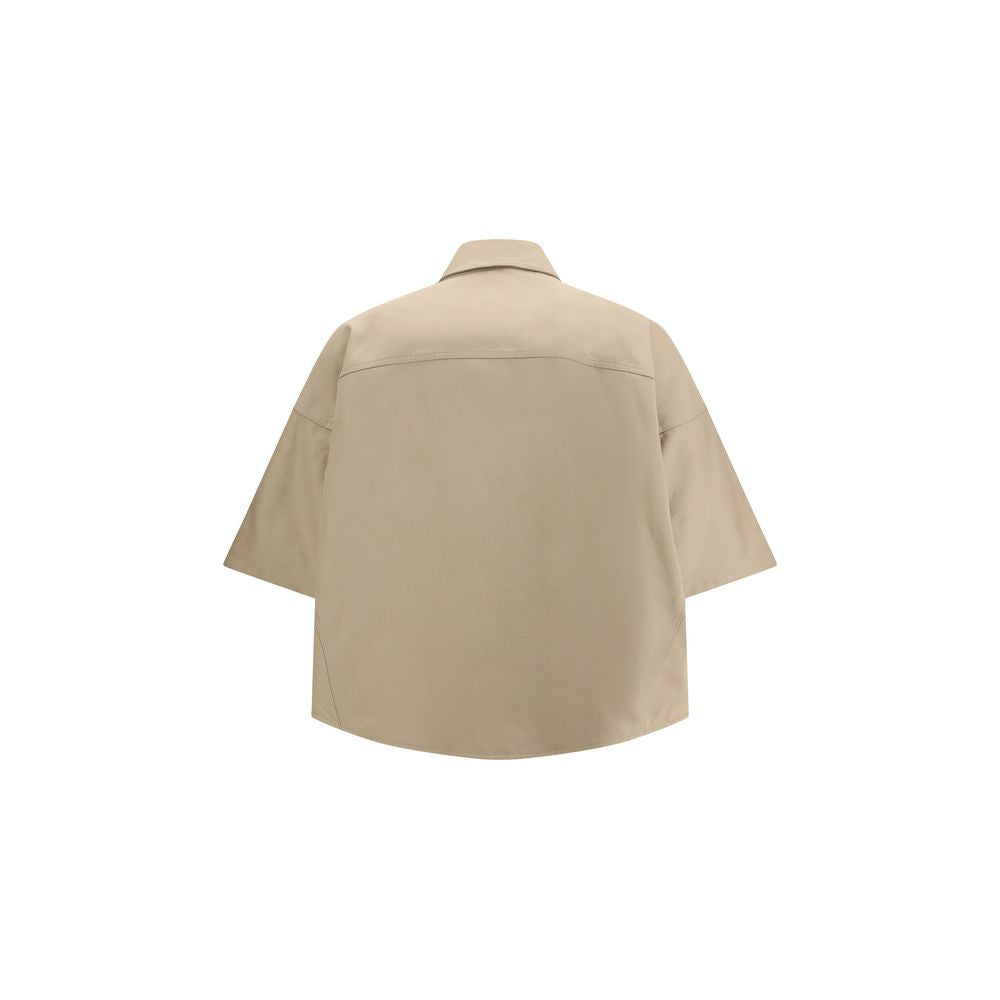 Camicia a maniche corte Brunello Cucinelli in cotone beige