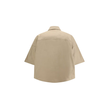 Camicia a maniche corte Brunello Cucinelli in cotone beige