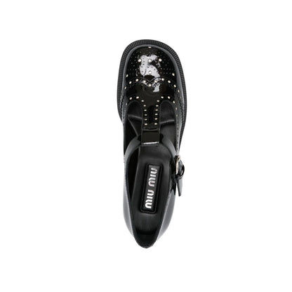 Ballerine in vitello nero Miu Miu