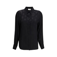 Alexander McQueen Camicia Nera Fantasia in Viscosa