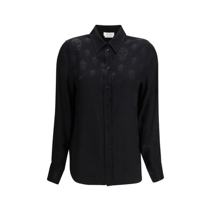 Alexander McQueen Camicia Nera Fantasia in Viscosa