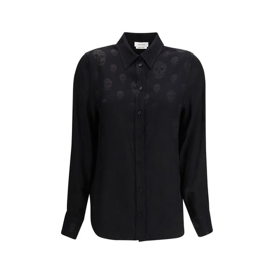 Alexander McQueen Camicia Nera Fantasia in Viscosa