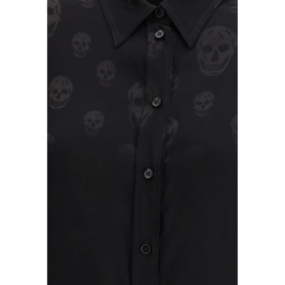 Alexander McQueen Camicia Nera Fantasia in Viscosa