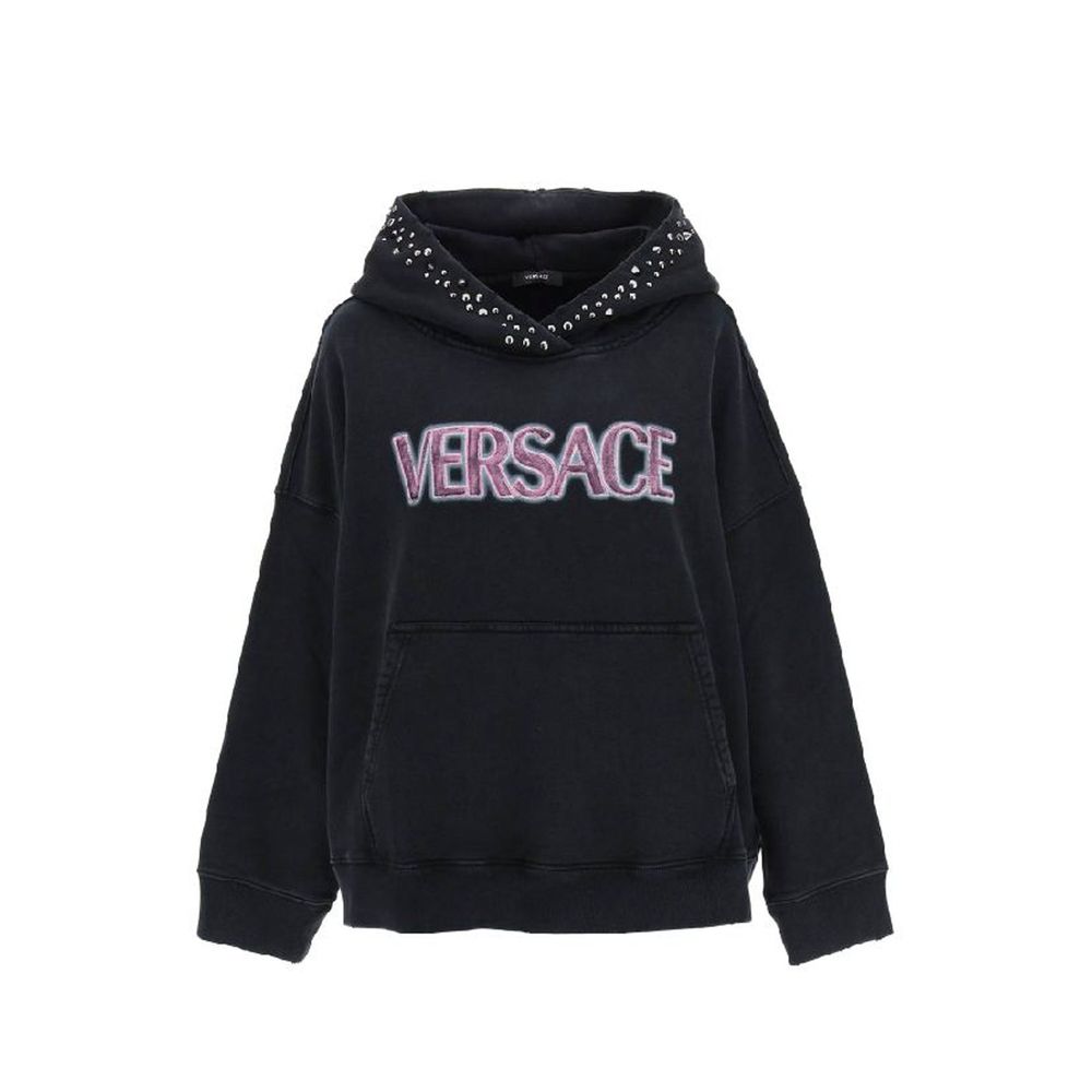 Sweat-shirt en coton noir Versace