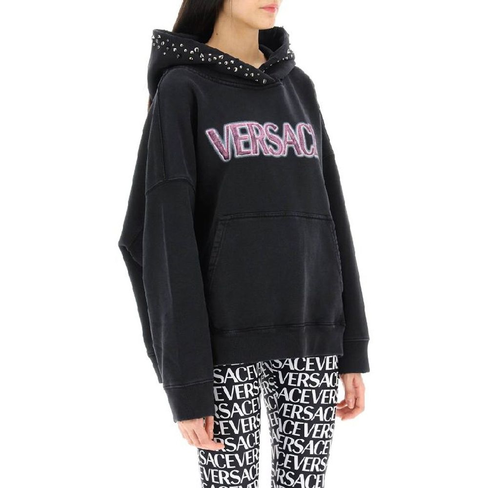 Sweat-shirt en coton noir Versace