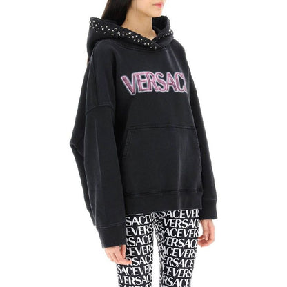Sweat-shirt en coton noir Versace