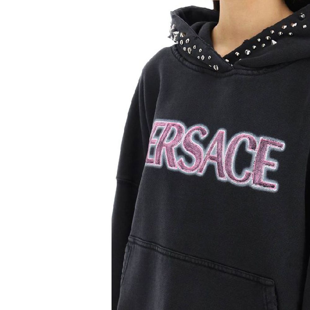Sweat-shirt en coton noir Versace