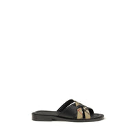 Sandales plates Burberry en cuir de veau noir Bos Taurus