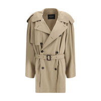 Trench-coat en coton beige Balenciaga