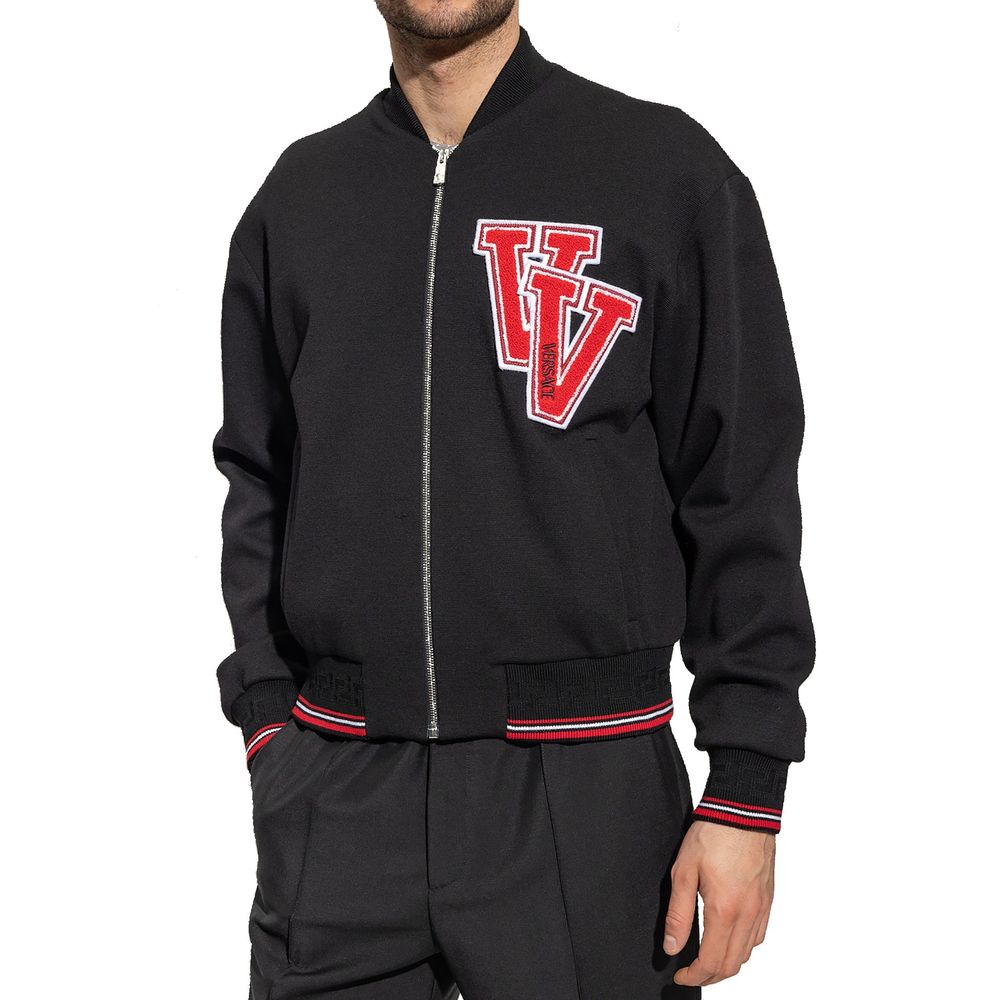 Bomber en laine vierge noire Versace