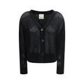 Allude Black Fleece Wool Cardigan