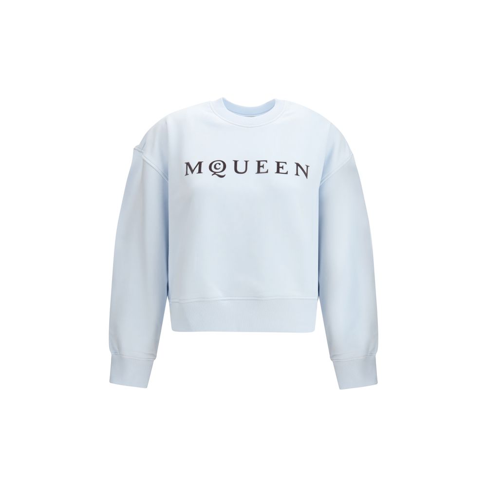 Felpa in cotone blu Alexander McQueen