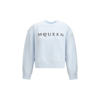 Felpa in cotone blu Alexander McQueen