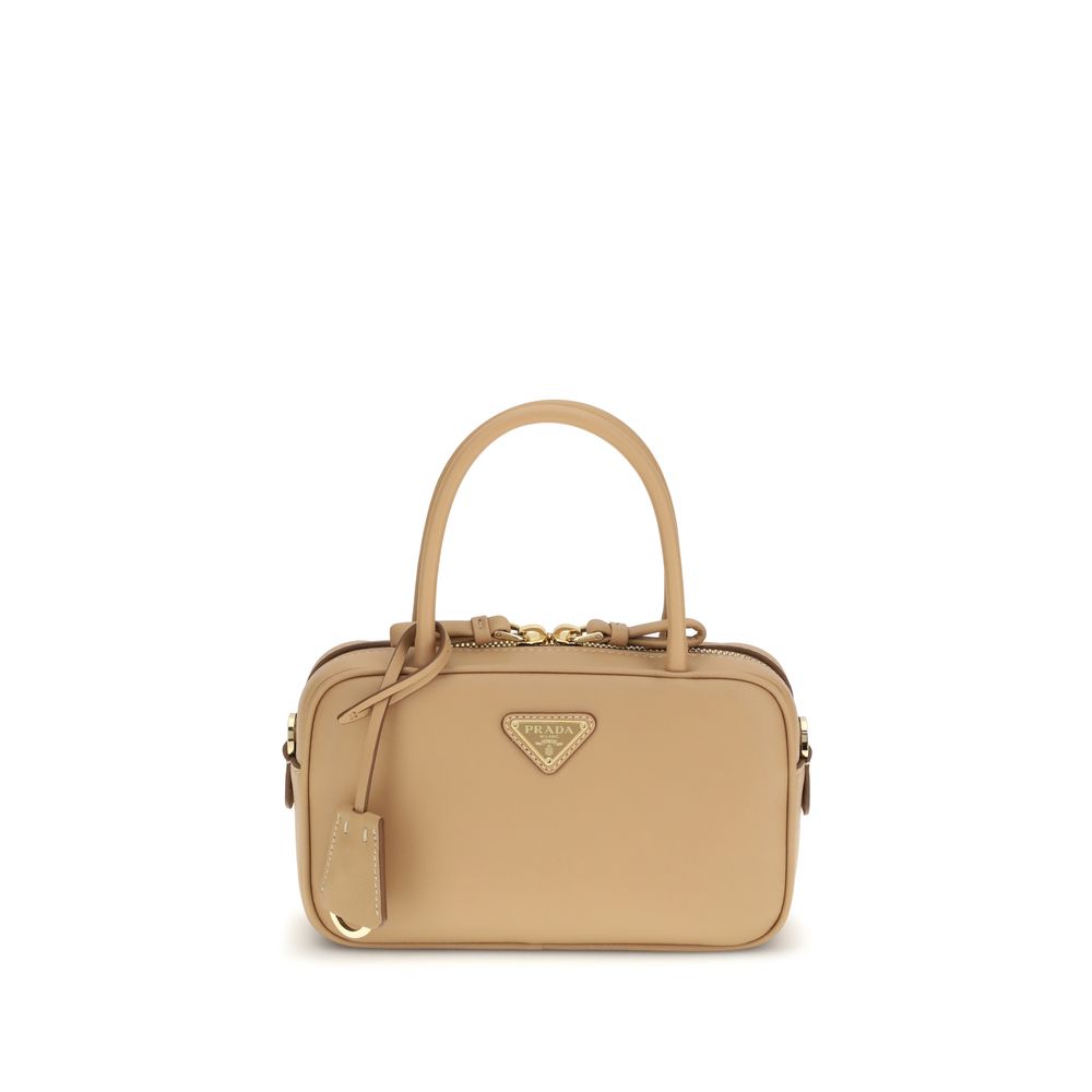 Sac à main Prada en cuir de veau beige (Bos Taurus)