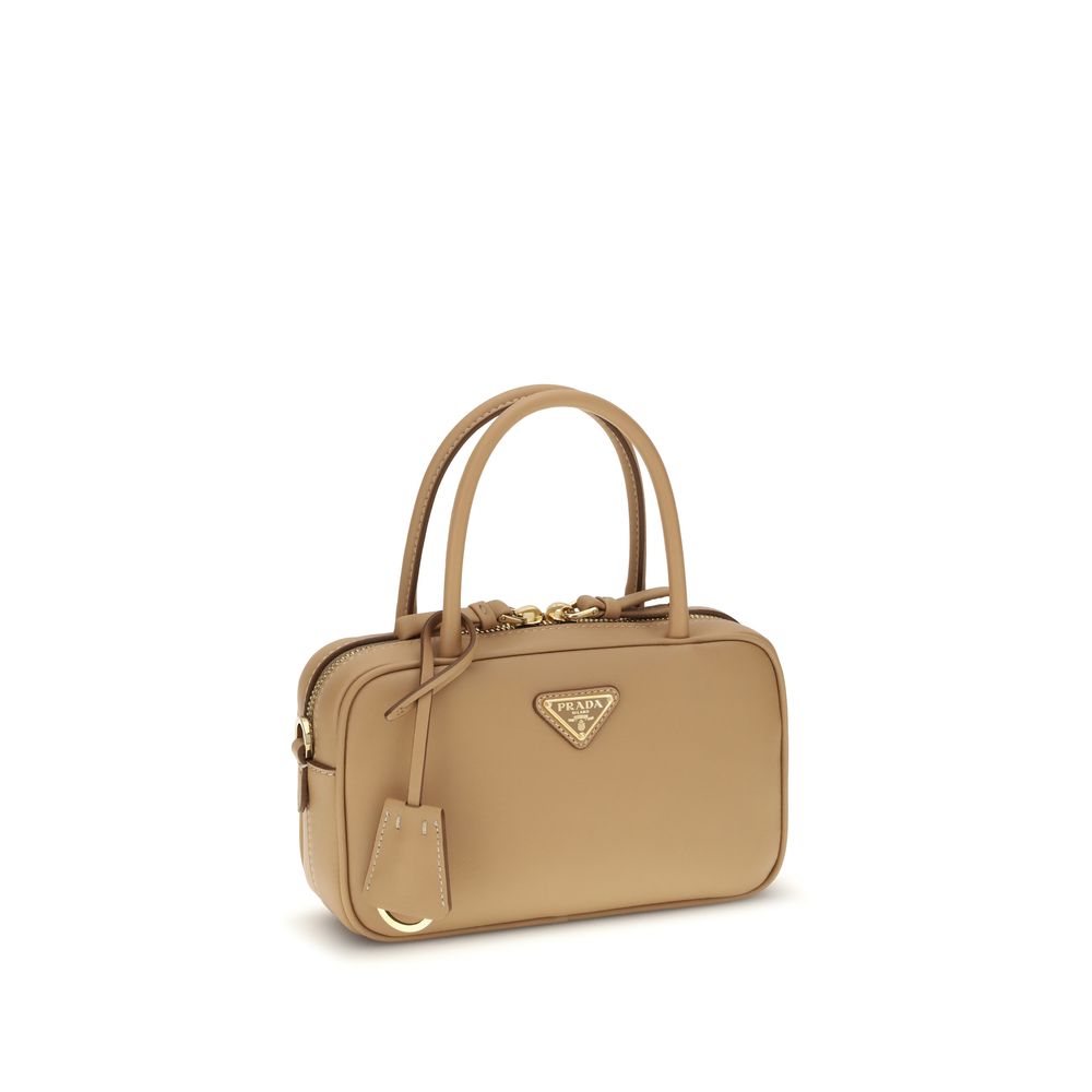 Sac à main Prada en cuir de veau beige (Bos Taurus)