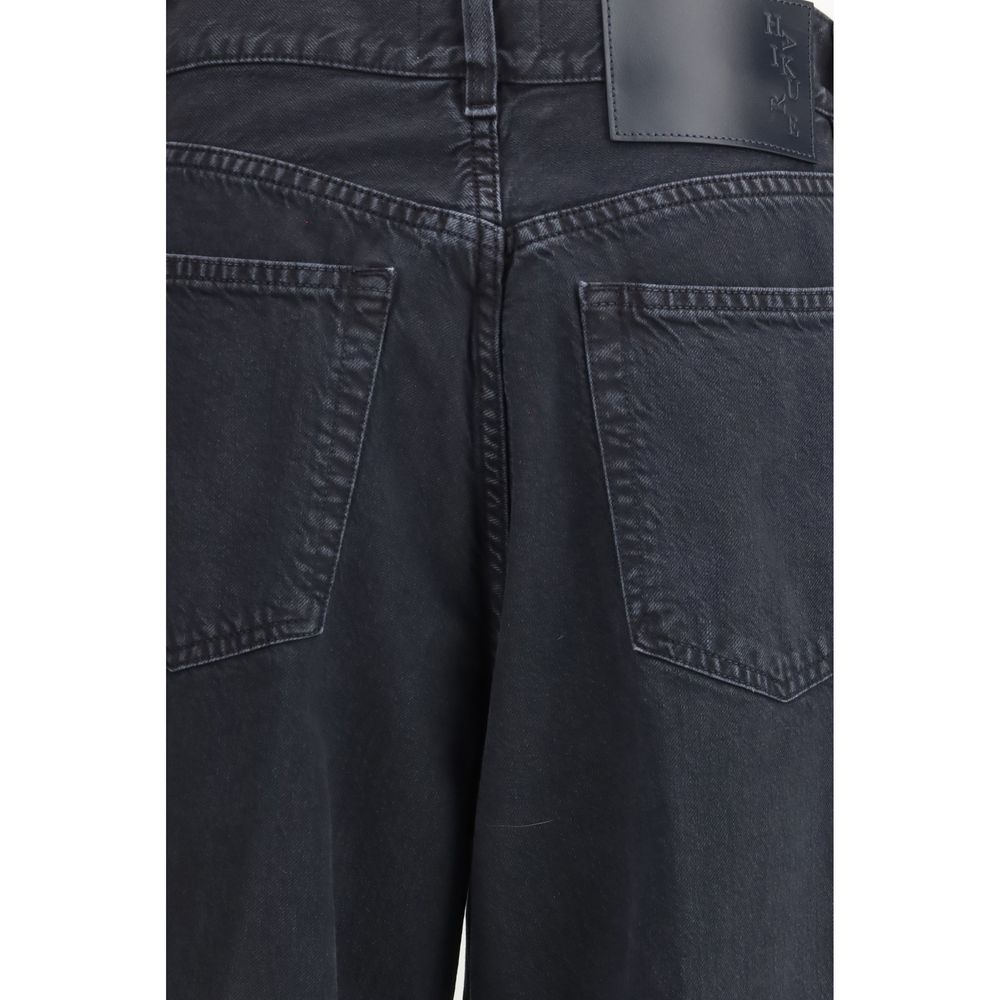 Haikure Jeans Neri in Cotone a Gamba Dritta