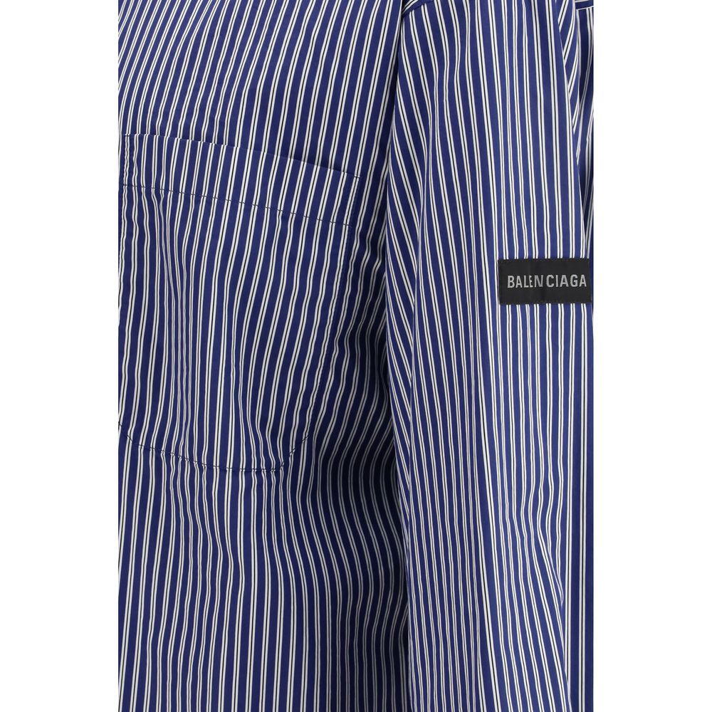 Camicia in cotone fantasia blu Balenciaga