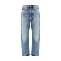 Jeans in denim di cotone blu Versace