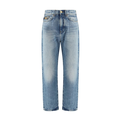 Jeans in denim di cotone blu Versace