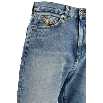 Jeans in denim di cotone blu Versace
