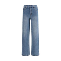 Self-Portrait Jeans Dritti in Cotone Blu