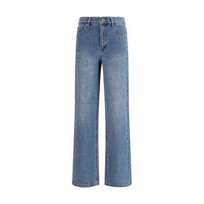 Self-Portrait Jeans Dritti in Cotone Blu