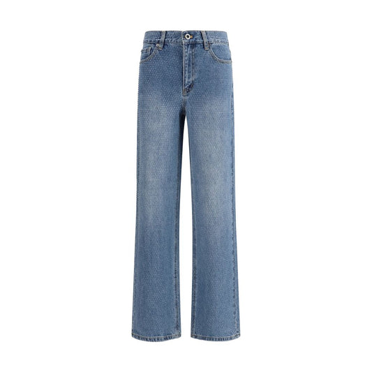 Self-Portrait Jeans Dritti in Cotone Blu