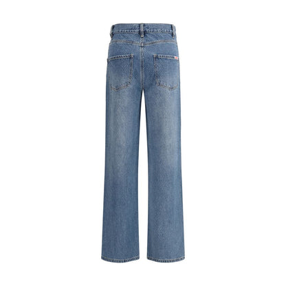 Self-Portrait Jeans Dritti in Cotone Blu