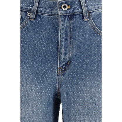 Self-Portrait Jeans Dritti in Cotone Blu