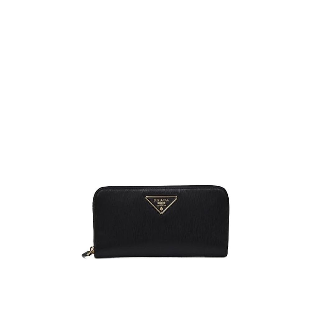 Portefeuille Prada en cuir de veau noir