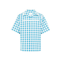 Camicia fantasia in cotone blu Prada