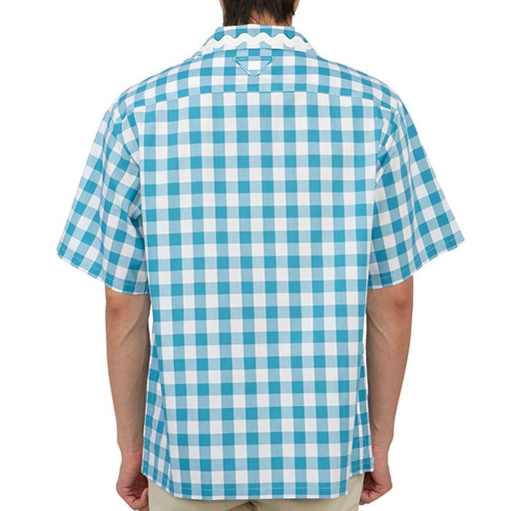 Camicia fantasia in cotone blu Prada
