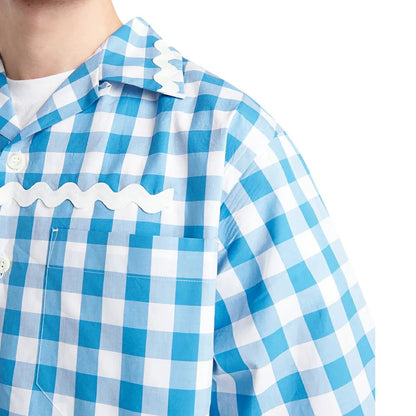 Camicia fantasia in cotone blu Prada