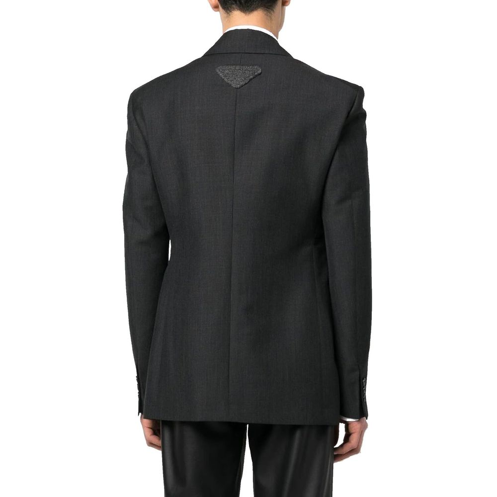 Manteau en laine gris Prada