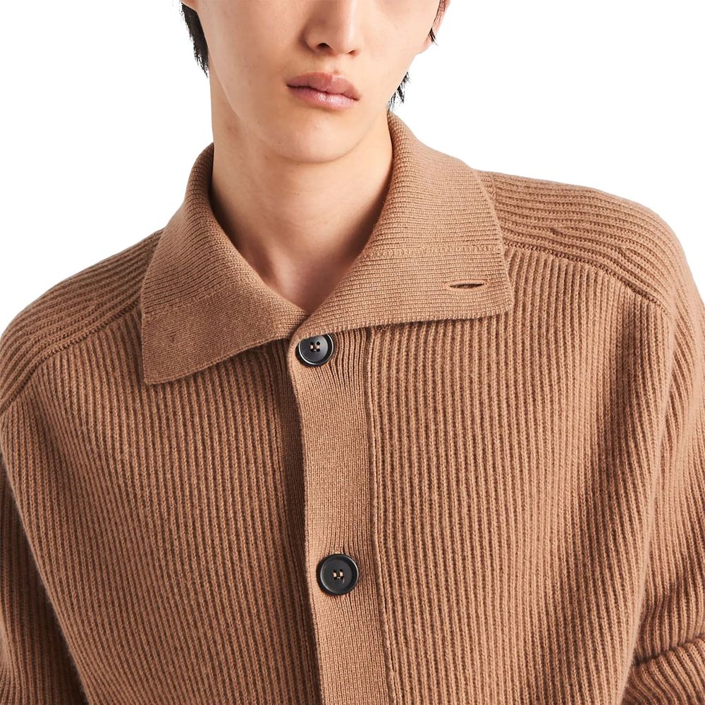Cardigan in cachemire marrone Prada