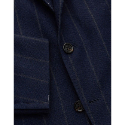 Veste de blazer en laine vierge bleue Brunello Cucinelli