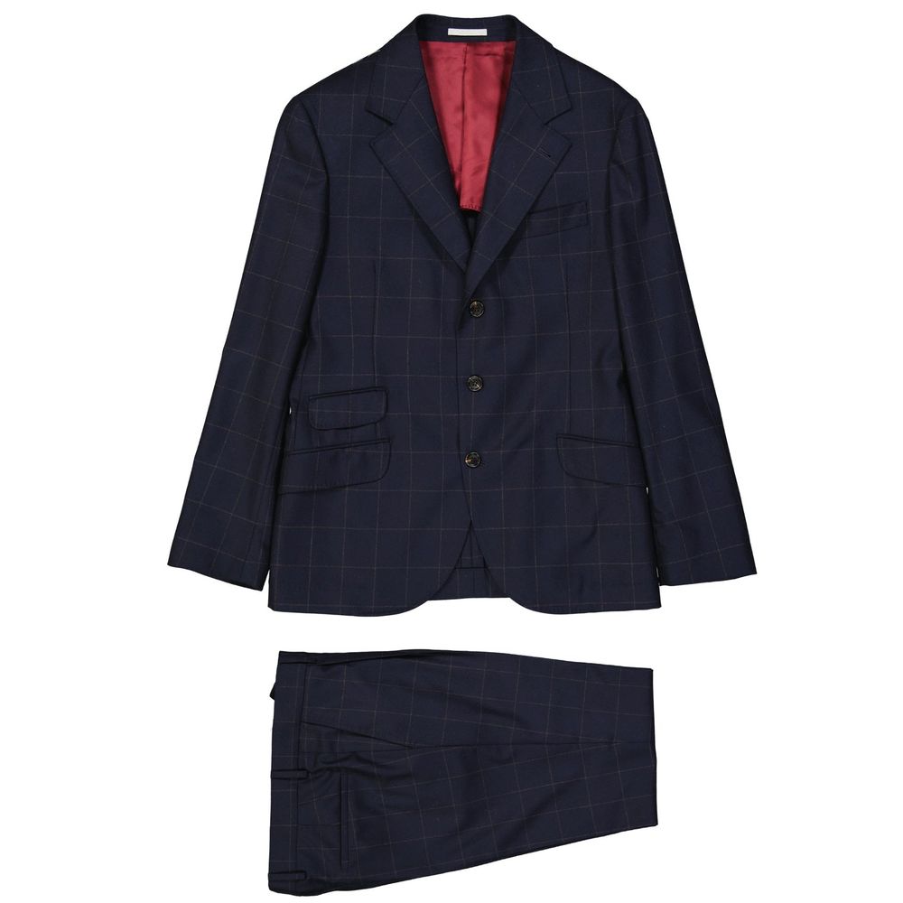Abito due pezzi in lana blu Brunello Cucinelli
