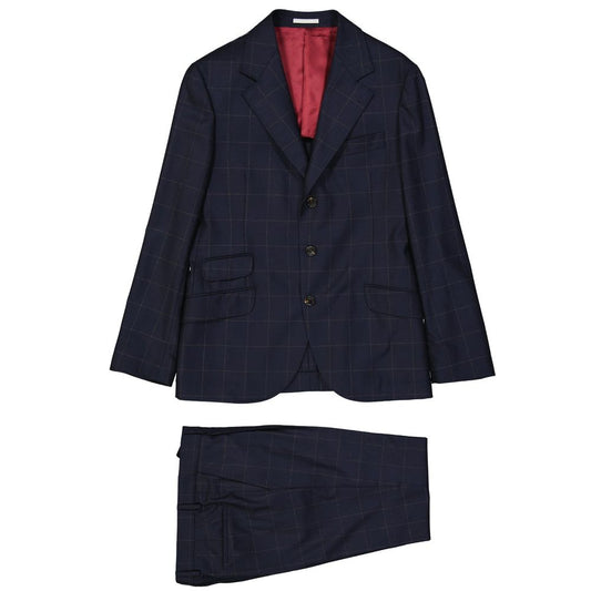 Abito due pezzi in lana blu Brunello Cucinelli