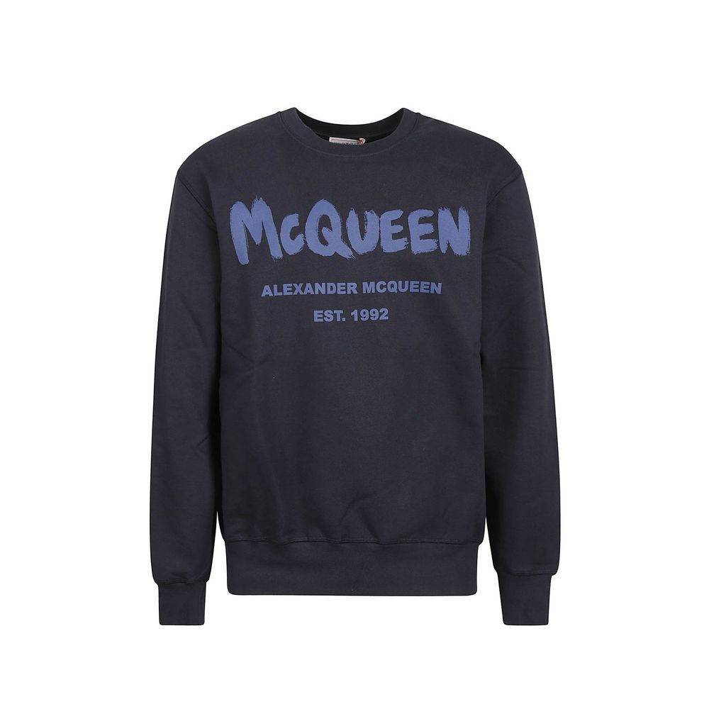 Felpa in cotone blu Alexander McQueen